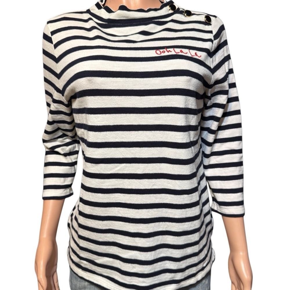 Talbots Navy and White Striped Top Mp